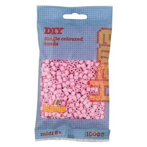 Produktbild: Hama Perlen 207-95 Bügelperlen Beutel mit ca. 1.000 Midi Bastelperlen mit Durchmesser 5 mm in Pastell Rosé, kreativer Bastelspaß für Groß und Klein, Bunt