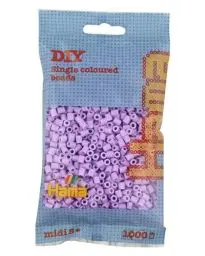 Produktbild: Hama Perlen 207-96 Bügelperlen Beutel mit ca. 1.000 Midi Bastelperlen mit Durchmesser 5 mm in Pastell Flieder, kreativer Bastelspaß für Groß und Klein, Pastel lilac