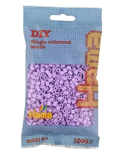 Produktbild: Hama Perlen 207-96 Bügelperlen Beutel mit ca. 1.000 Midi Bastelperlen mit Durchmesser 5 mm in Pastell Flieder, kreativer Bastelspaß für Groß und Klein, Pastel lilac