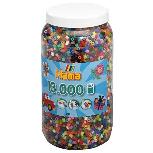 Produktbild: Hama Perlen 211-68 Bügelperlen XXL Dose mit ca. 13.000 bunten Midi Bastelperlen mit Durchmesser 5 mm in 52 Farben, kreativer Bastelspaß für Groß und Klein