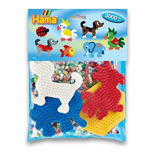 Produktbild: Hama Perlen 4416 Set für Spielgruppen mit ca. 3.000 bunten Midi Bügelperlen mit Durchmesser 5 mm, Motivvorlagen und 4 Stiftplatten, inkl. Bügelpapier, kreativer Bastelspaß für Groß und Klein
