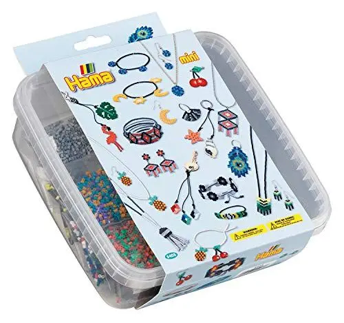 Produktbild: Hama Perlen 5403 Set Kreativbox mit ca. 10.500 bunten Mini Bügelperlen mit Durchmesser 2,5 mm, Motivvorlage und 2 Stiftplatten, inkl. Bügelpapier, kreativer Bastelspaß für Groß und Klein