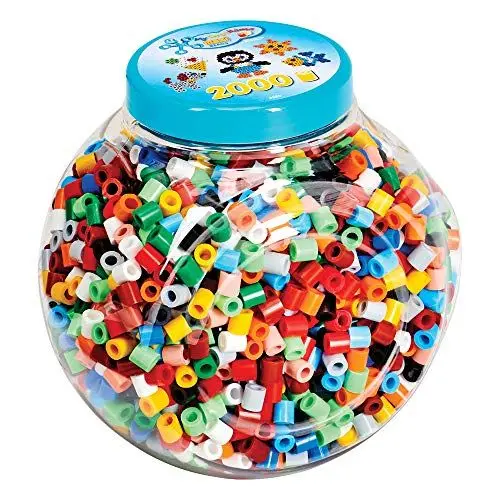 Produktbild: Hama Perlen 8589 Bügelperlen Dose mit ca. 2.000 bunten Maxi Bastelperlen mit Durchmesser 10 mm im Farben Mix, kreativer Bastelspaß für Groß und Klein