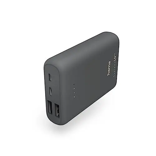 Produktbild: Hama Powerbank Supreme 10000mAh (externer Akku mit 1x USB C + 2X USB A, Power Pack Zertifiziert, Akkupack Handy, Tablet, Bluetooth-Lautsprecher etc., tragbares Ladegerät klein u. leistungsstark) grau