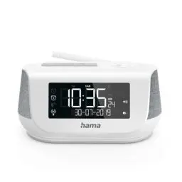 Produktbild: Hama Radiowecker mit Stereo-Digitalradio, Bluetooth, USB-Ladefunktion, DR36SBT (digitales Uhrenradio, 2 Weckzeiten, Wochenendfunktion, automat. Helligkeitsregulierung) DAB/DAB+ Weckradio Weiß