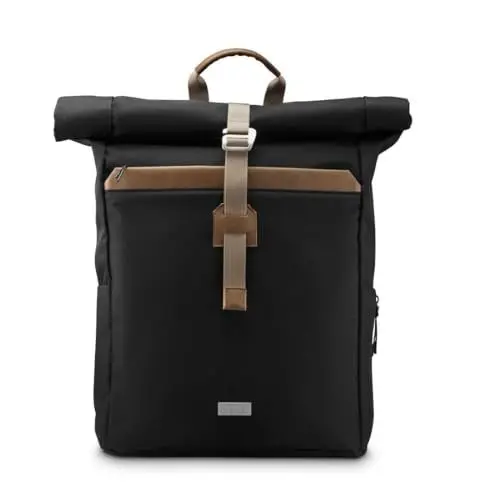 Produktbild: Hama Rucksack mit Laptop-Fach (22 l, für Laptop bis 16,2“, Rollrucksack für Uni, Schule, Arbeit, Reisen, Laptop Rucksack mit Rolltop, Tabletfach, Organizer, Vordertasche, zwei Seitentaschen) schwarz