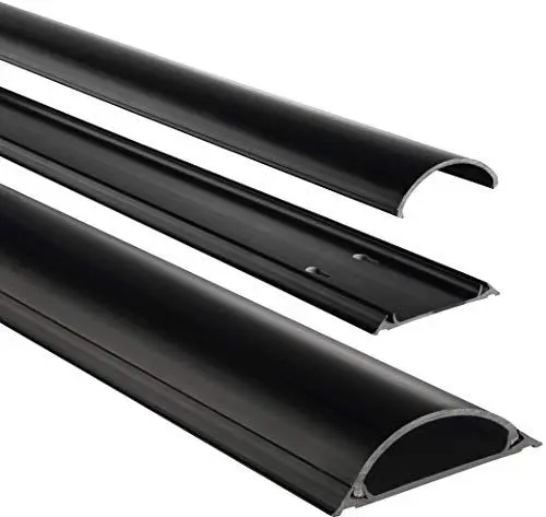 Produktbild: Hama Selbstklebender Kabelkanal Schwarz (Kunstoffleiste 1 Meter Länge, für 8 Kabel, halbrunde PVC Kabelabdeckung, inkl. Klebestreifen der Marke 3M)