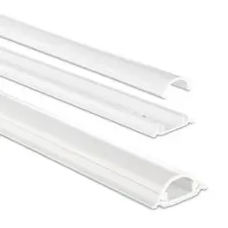 Produktbild: Hama Selbstklebender Kabelkanal Weiß (Kunstoffleiste 1 Meter Länge, für 2 Kabel, halbrunde PVC Kabelabdeckung, inkl. Klebestreifen der Marke 3M)