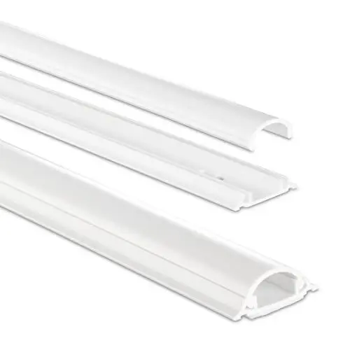 Produktbild: Hama Selbstklebender Kabelkanal Weiß (Kunstoffleiste 1 Meter Länge, für 2 Kabel, halbrunde PVC Kabelabdeckung, inkl. Klebestreifen der Marke 3M)
