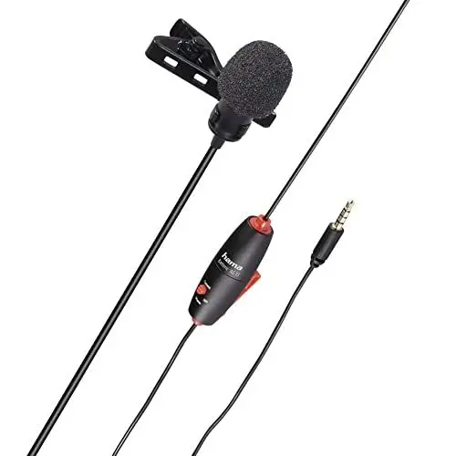 Produktbild: Hama Smart Ansteck Sprach-Mikrofon Übertragungsart:Kabelgebunden inkl. Klammer, inkl. Tasche, inkl.