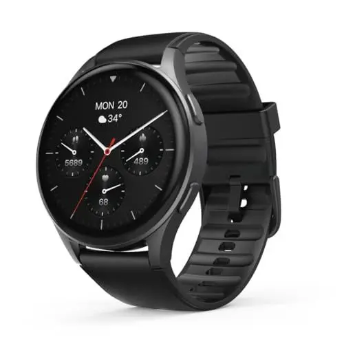 Produktbild: Hama Smartwatch 8900 mit GPS, wasserdicht IP68, Telefonfunktion (AMOLED Touch Display, Sprachsteuerung, Sportmodi, Schlaftracker, Herzfrequenzmessung, WhatsApp, Laufuhr, Pulsuhr, Fitnessuhr) schwarz