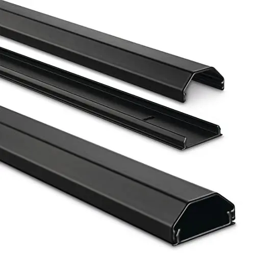 Produktbild: Hama Stabiler Kabelkanal aus Aluminium Schwarz (1,1 Meter Länge, für 5 Kabel, robuste eckige Metall Kabelabdeckung, inkl. Schrauben und Dübel)