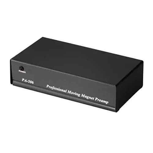 Produktbild: Hama Stereo Phono-Vorverstärker PA 506 (für Plattenspieler, inkl. Netzadapter 230V/50Hz, 3000mA, Cinchkabel 0,9 m) schwarz