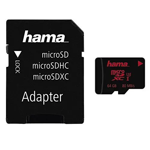 Produktbild: Hama UHS Speed Class 3 microSDXC 64GB Speicherkarte inkl. Adapter