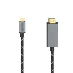 Produktbild: Hama USB-C auf HDMI Kabel 4K Ultra HD, USB C Stecker - HDMI Stecker (Adapterkabel für Tablet, Handy, Laptop und Monitor, Beamer, Fernseher, 1,5 m lang, vergoldet, Monitorkabel mit robustem Mantel) Alu