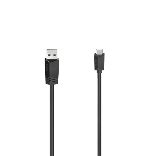 Produktbild: Hama USB C Kabel 0,75 m (Ladekabel USB A auf USB C, USB Typ C Kabel Datenübertragung 480 Mbit/s, Datenkabel für PC, Laptop, Tablet, Handy, Game Controller etc., schlankes Steckergehäuse) schwarz