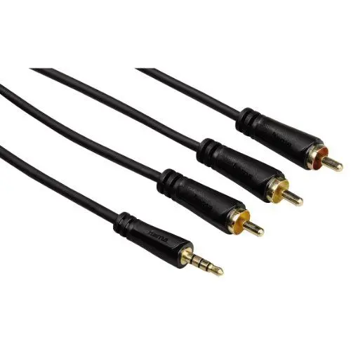Produktbild: Hama 00122161 Verbindungskabel (3,5mm Klinkenstecker auf 3X Cinch-Stecker, 4-polig, 1,5m) schwarz