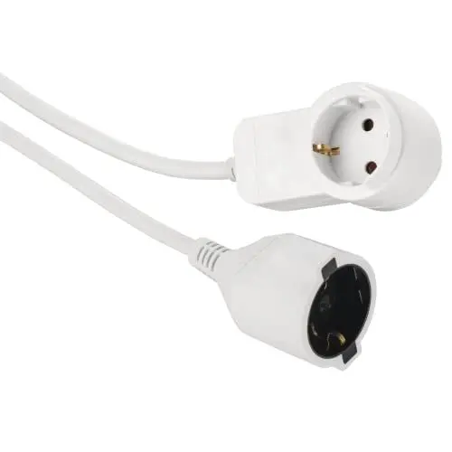 Produktbild: Hama Verlängerungskabel mit zusätzlicher Steckdose (Kabel mit Zwei Schutzkontaktsteckern z.B. für Laptop o. Staubsauger, Buchsen inkl. Berührungsschutz, Knickschutz und hohe Belastbarkeit, 3 m) weiß