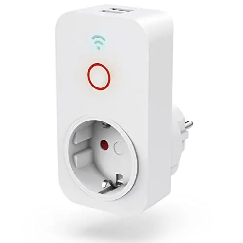 Produktbild: Hama WiFi Steckdose mit 2x USB A (Steckdose Smart Home für Geräte bis 2300 W und USB 2,1 A für Smartphone, Tablet, WLAN Steckdose für Sprachsteuerung mit Alexa, Google, Siri, Appsteuerung, 10 A) weiß
