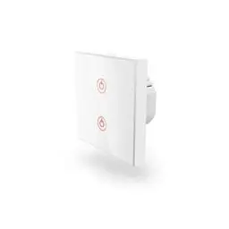 Produktbild: Hama Wi-Fi Touch Lichtschalter, kompatibel mit Alexa/Google Home (Unterputz, ohne Hub, Timer, App-/Sprachsteuerung (z.B. Echo Dot), 2 Lampen steuerbar, 2,4GHz) WLAN Glas Wandschalter 176551 Weiß