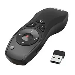 Produktbild: Hama Wireless Presenter roter Laserpointer, Air Maus, digitaler Stift (Fernbedienung Powerpoint Präsentation 15m Reichweite 2,4 GHz mit Lautstärkeregelung, Full-Screen, Black-Screen, inkl. Batterien)