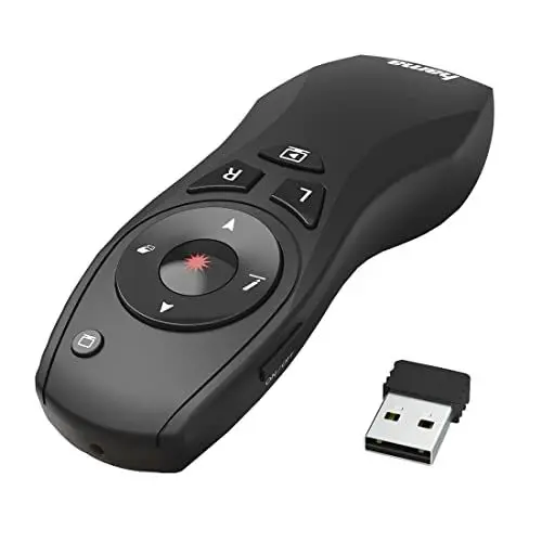 Produktbild: Hama Wireless Presenter roter Laserpointer, Air Maus, digitaler Stift (Fernbedienung Powerpoint Präsentation 15m Reichweite 2,4 GHz mit Lautstärkeregelung, Full-Screen, Black-Screen, inkl. Batterien)
