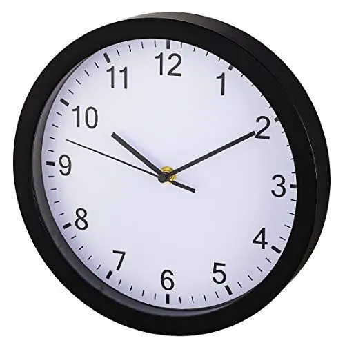 Produktbild: Hama große Wanduhr ohne Ticken (lautlose Uhr inkl. Batterie, Quarzuhr mit Stunden- und Minuten- und Sekundenzeiger, moderne Uhr für Wohnzimmer, Küche oder Kinderzimmer Ø 25 cm, 4 cm Tiefe) schwarz