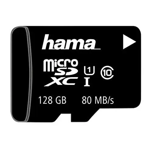 Produktbild: Hama microSDXC Karte (128GB, Class 10, UHS-I, 80MB/s, inkl. SD Adapter für Mobile)