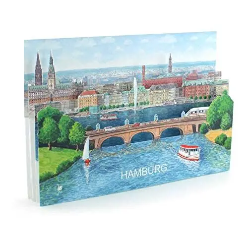 Produktbild: HAMBURG Pop-Up-Karte / 3 D-Karte - mit Liebe gemachte Städtekarte, die man als Deko verwenden kann. Eine besondere Hamburg-Grusskarte - oder ein schönes Souvenir