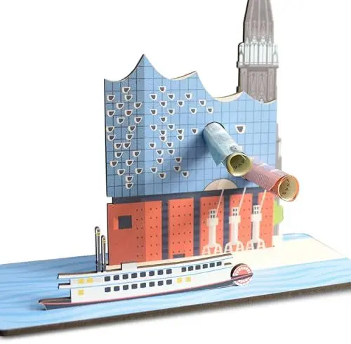 Produktbild: Hamburg Karte - Elbe Hamburg 3D-Holzkarte | Geldgeschenke, Hamburg Souvenir, Hamburg Dekoartikel, Gutschein, Reisegutschein Für Städtereise Nach Hamburg