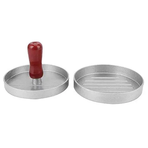 Produktbild: Hamburgerpresse, runde Form, Aluminiumlegierung, Hamburger-Fleischpresse, antihaftbeschichtet, Hamburger-Patty-Maker mit Holzgriff für Fast-Food-Restaurants zu Hause