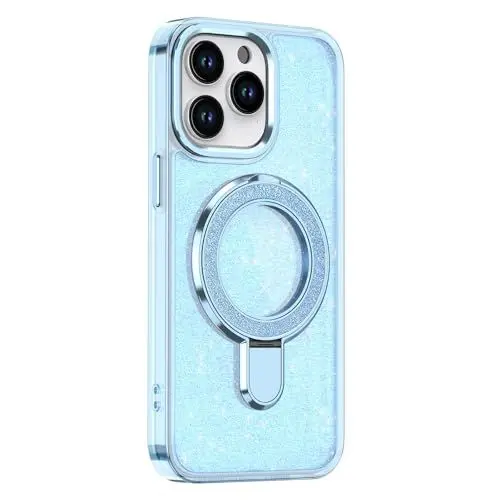 Produktbild: HAMEXLN Hülle für iPhone 16 Pro Max/16 Pro/16 Plus/16, Magnetische Ständer Handyhülle mit KameraSchutz AntiFingerabdruck Matt Gefrostetes Hülle,Blau,16