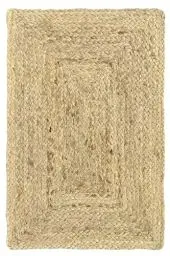 Produktbild: HAMID Alhambra Jute-Teppich, Naturfarben, 100% Jutefaser, handgeflochten, Teppiche für Wohnzimmer, Esszimmer, Schlafzimmer, Flur, naturfarben (40 x 60 cm)