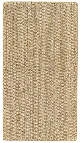 Produktbild: HAMID - Jute Teppich, Granada Teppich 100% Natürliche Jutefaser Handgewebt, Weicher Teppich und Hohe Festigkeit für Wohnzimmer, Esszimmer, Schlafzimmer, Flurteppich - Natürlich (110x60cm)