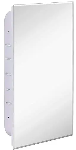 Produktbild: Hamilton Hills Medizinschrank mit Spiegel, Rechteckiger Badezimmerschrank, Wandmontierter Organizer mit Regalen, Badezimmer Spiegelschrank, Bauernhaus-Stil - 40,6x66 cm - Weiß