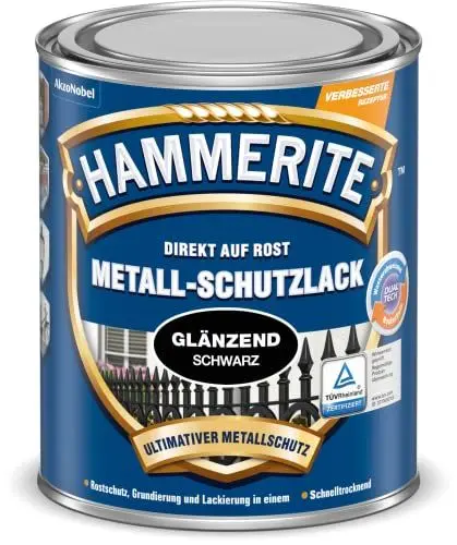 Produktbild: Hammerite Metallschutzlack Glänzend, Schwarz, 250 ml