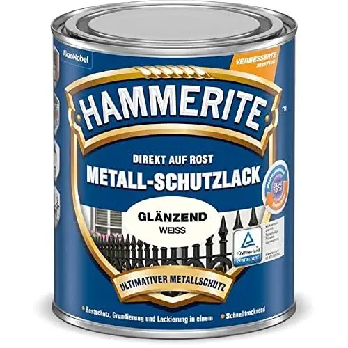 Produktbild: Hammerite Metallschutzlack Glänzend, Weiß, 250ml