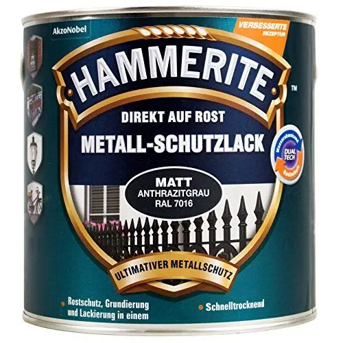 Produktbild: Hammerite Metallschutzlack Matt, Anthrazitgrau, 250ml