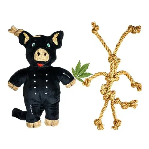 Produktbild: Canimal Farm Hämpy I Robustes Kuscheltier für Hunde I 80% Handarbeit I Hanfwoll-Füllung I Wurf- & Zerrspielzeug: Kein Kauspielzeug (Polypropylen-Füllung, Mit Quietscher)