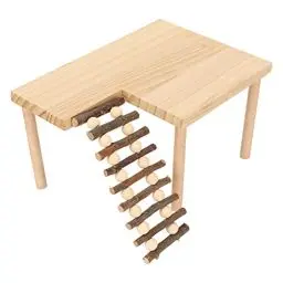 Produktbild: Hamsterkäfig-Plattform mit Beinen, Hölzerne Hamster-Spielplattform mit Leiter für Hamster, Rennmaus, Chinchilla