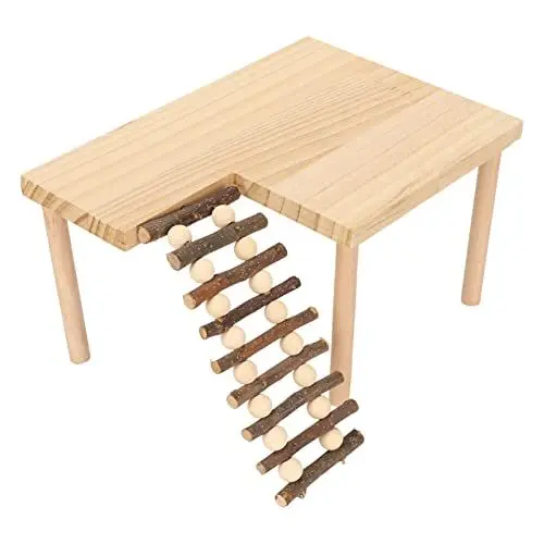 Produktbild: Hamsterkäfig-Plattform mit Beinen, Hölzerne Hamster-Spielplattform mit Leiter für Hamster, Rennmaus, Chinchilla