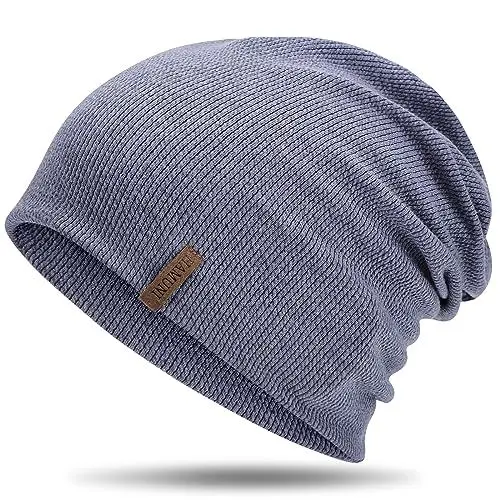 Produktbild: HAMUNI Mütze Damen Dünne Mütze Herren - Slouch Beanie Mütze - Leicht Weich Chemo Mütze - Atmungsaktiv Long Beanie - Elastisch Mütze - Ideale Beanie Mütze für Alle Jahreszeiten (Hellblau)