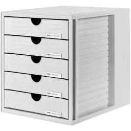 Produktbild: HAN Schubladenbox SYSTEMBOX mit 5 geschlossenen Schubladen für Unterlagen bis DIN C4, Schreibtisch oder im Schrank, inkl. Auszugsperre + Beschriftungsclip, möbelschonende Gummifüße, 1450-11, lichtgrau