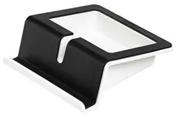 Produktbild: HAN Tablet Stand UP - Tabletständer, Halterung für Tablet mit Soft-Grip Oberfläche, Kabelhalterung und Innenschale, 92100-13, schwarz-weiß