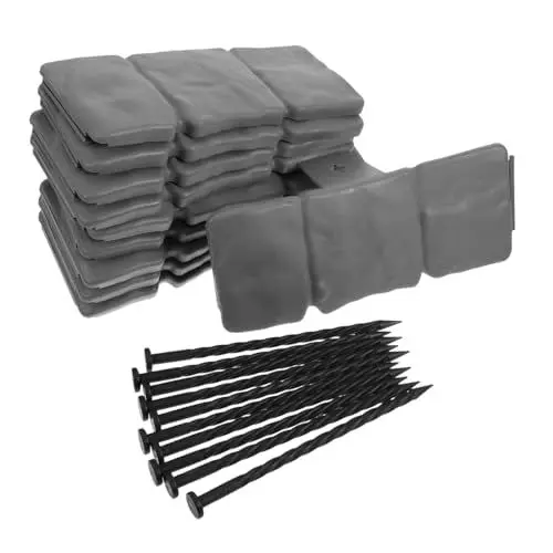 Produktbild: HANABASS 10st Gartenzaun Garten Kanten Grenze Rasenbegrenzung Aus Kunststoff Landschaftsgrenze Landschaftskanten-grenzzaun Landschaftsgestaltung Landschaftseinfassung Gartenweg PVC Grey