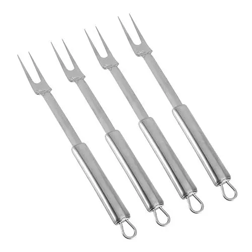 Produktbild: HANABASS 4 Stück Grillgabel Aus Edelstahl Flache Grillspieße Fleischgabel Grill Im Freien Grillgabeln Für Den Außengrill Teleskopgabel Grill Zweizinkiger Spieß Silver Rostfreier Stahl