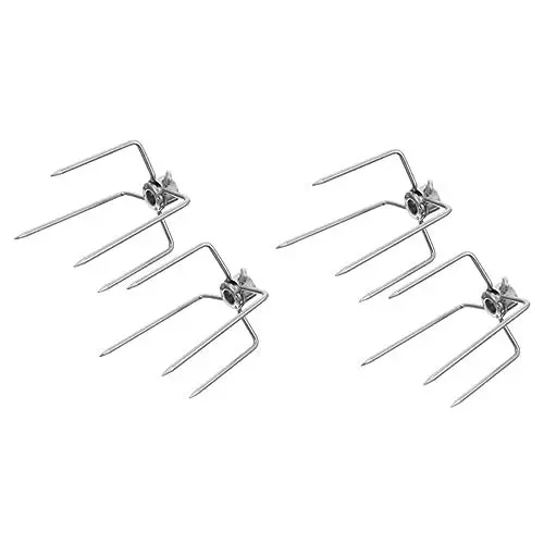 Produktbild: HANABASS 4 Stück Grillgabel grillzubehör Stainless Steel Rotisserie-Spießstangen Grillspieß Drehspießgabeln Grillwerkzeug für Hähnchen mit Holzkohle draussen Grillstock Hühnerspieße
