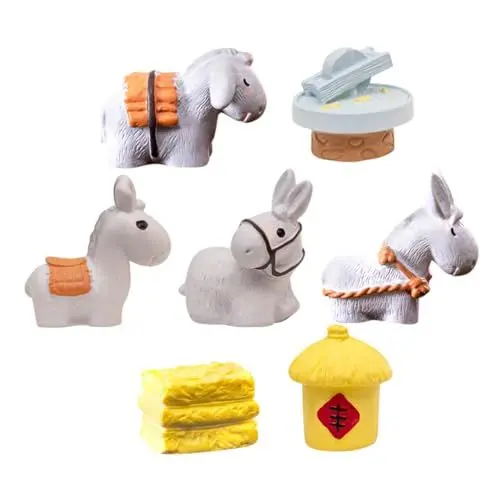 Produktbild: HANABASS 7 Stück Miniatur-eselfiguren Aus Kunstharz Gartendekoration Esel-Ornament Landschafts-Bonsai-Esel- Kunstharz Tierspielzeug für Zuhause Party Hochzeit