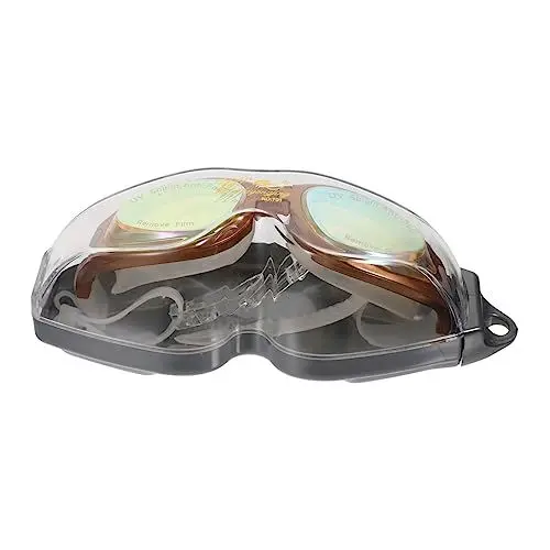 Produktbild: HANABASS Swim-fog Schwimmbrille Großer Rahmen Gelb für Erwachsene Bequemer Weicher Rahmen und Verstellbares Silikonband