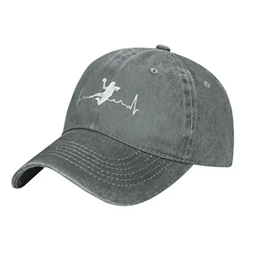 Produktbild: Handball-Heartbeat-Kappe, verstellbar, Gewaschene Casquette-Denim-Kappe für Outdoor-Baseballmütze